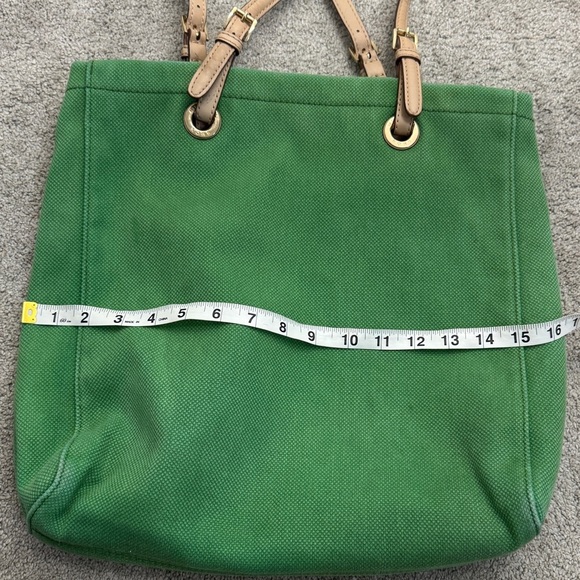 Michael Kors Green Canvas Tote Bag with Leather Straps - Picture 10 of 11